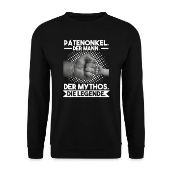 Patenonkel Taufpate Taufkind Geschenk - Unisex Pullover - Schwarz - Vorne - Alina (178cm) & Michal (187cm)