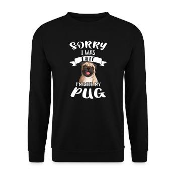 Mops Mops Geschenk - Unisex Pullover - Schwarz - Vorne - Alina (178cm) & Michal (187cm)