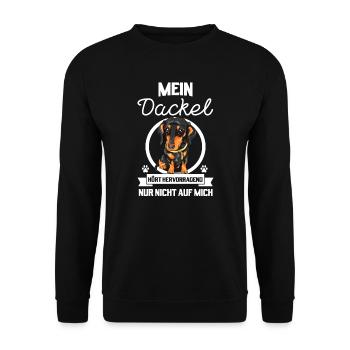 Dackel Dackel Geschenk - Unisex Pullover - Schwarz - Vorne - Alina (178cm) & Michal (187cm)