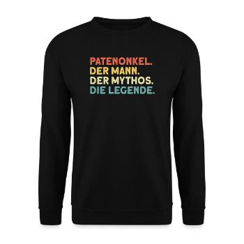 Patenonkel Pate Taufpate Geschenk - Unisex Pullover - Schwarz - Vorne - Alina (178cm) & Michal (187cm)