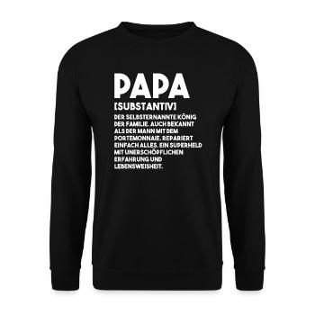 Papa Definition Vater Geschenk - Unisex Pullover - Schwarz - Vorne - Alina (178cm) & Michal (187cm)