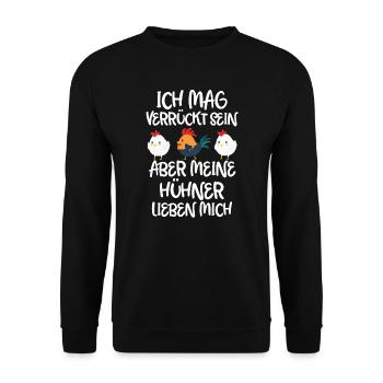 Hühner Hühnerhaltung Huhn Geschenk - Unisex Pullover - Schwarz - Vorne - Alina (178cm) & Michal (187cm)