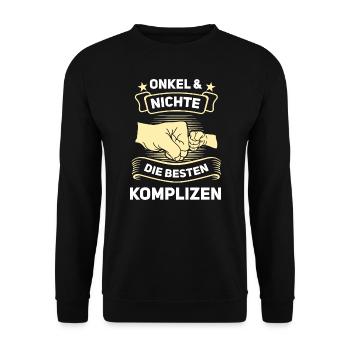 Onkel Nichte Nichten Geschenk - Unisex Pullover - Schwarz - Vorne - Alina (178cm) & Michal (187cm)