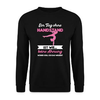 Handstand Turnerin Handstände Geschenk - Unisex Pullover - Schwarz - Vorne - Alina (178cm) & Michal (187cm)