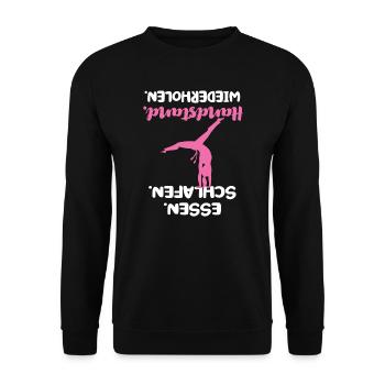 Handstand Handstände Turnerin Geschenk - Unisex Pullover - Schwarz - Vorne - Alina (178cm) & Michal (187cm)