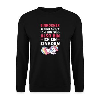 Einhorn Einhörner Einhorn Liebhaber Geschenk - Unisex Pullover - Schwarz - Vorne - Alina (178cm) & Michal (187cm)