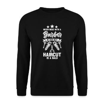 Barber Barber Hair Gift - Unisex Sweatshirt - black - Front - Alina (178cm) & Michal (187cm)