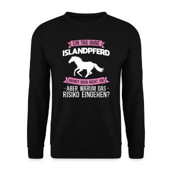 Islandpferd Isländer Reiten Geschenk - Unisex Pullover - Schwarz - Vorne - Alina (178cm) & Michal (187cm)