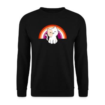 Lesbian Cat Lesbian Pride Cat Geschenk - Unisex Pullover - Schwarz - Vorne - Alina (178cm) & Michal (187cm)