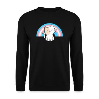 Transgender Cat Transgender Pride Cat Gift - Unisex Sweatshirt - black - Front - Alina (178cm) & Michal (187cm)