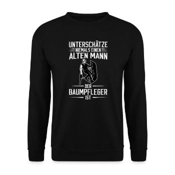 Baumpfleger Baumpflege Baumfäller Geschenk - Unisex Pullover - Schwarz - Vorne - Alina (178cm) & Michal (187cm)