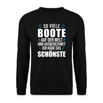 Motorboot Bootsfahrten Bootsfahrer Geschenk - Unisex Pullover - Schwarz - Vorne - Alina (178cm) & Michal (187cm)