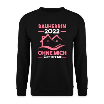Bauherrin 2022 Hausbau Bauherr Geschenk - Unisex Pullover - Schwarz - Vorne - Alina (178cm) & Michal (187cm)