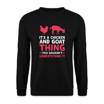 Huhn & Ziegen Hühner Ziegen Geschenk - Unisex Pullover - Schwarz - Vorne - Alina (178cm) & Michal (187cm)