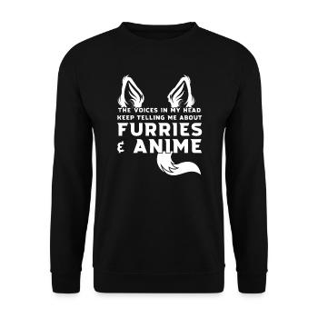 pelzig & anime pelzig Anime Geschenk - Unisex Pullover - Schwarz - Vorne - Alina (178cm) & Michal (187cm)
