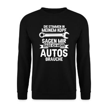 Autos Automechaniker Autoschrauber Geschenk - Unisex Pullover - Schwarz - Vorne - Alina (178cm) & Michal (187cm)