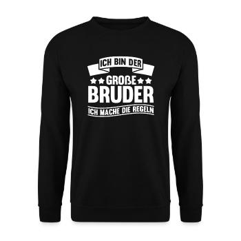 Großer Bruder Geschwister Bruder Geschenk - Unisex Pullover - Schwarz - Vorne - Alina (178cm) & Michal (187cm)