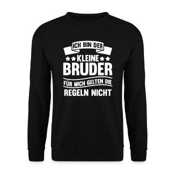 Kleiner Bruder Geschwister Bruder Geschenk - Unisex Pullover - Schwarz - Vorne - Alina (178cm) & Michal (187cm)