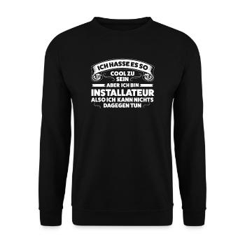 Installateur Klempner Sanitär Geschenk - Unisex Pullover - Schwarz - Vorne - Alina (178cm) & Michal (187cm)