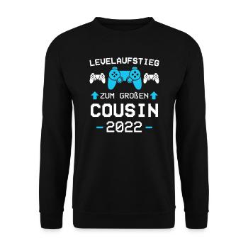 Großer Cousin 2022 Cousins Cousin Geschenk - Unisex Pullover - Schwarz - Vorne - Alina (178cm) & Michal (187cm)