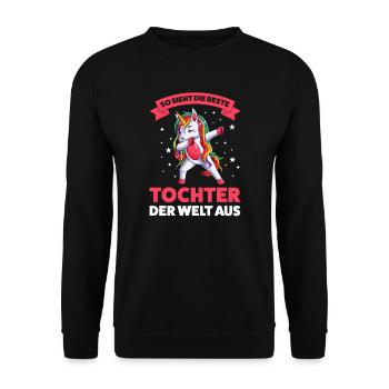 Tochter Einhorn Töchter Geschenk - Unisex Pullover - Schwarz - Vorne - Alina (178cm) & Michal (187cm)