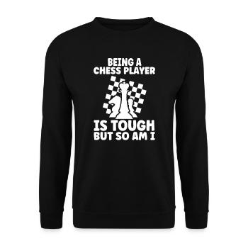 Schach Schachspieler Schachspiel Geschenk - Unisex Pullover - Schwarz - Vorne - Alina (178cm) & Michal (187cm)