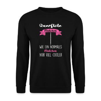 Querflöte Mädchen Musikinstrument Geschenk - Unisex Pullover - Schwarz - Vorne - Alina (178cm) & Michal (187cm)