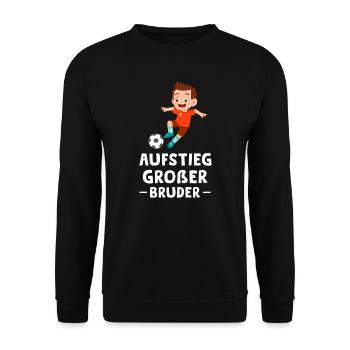 Großer Bruder Fußball Bruder Geschenk - Unisex Pullover - Schwarz - Vorne - Alina (178cm) & Michal (187cm)