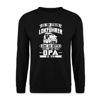 Lokführer Opa Eisenbahn Geschenk - Unisex Pullover - Schwarz - Vorne - Alina (178cm) & Michal (187cm)
