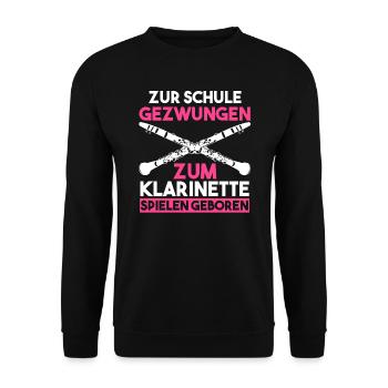 Klarinette Mädchen Klarinettistin Geschenk - Unisex Pullover - Schwarz - Vorne - Alina (178cm) & Michal (187cm)