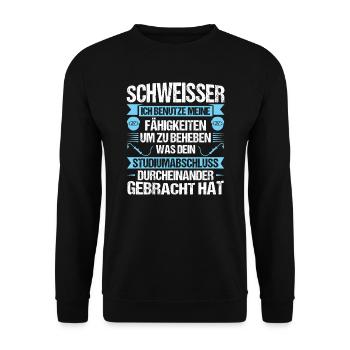 Schweißer Schweißen Schweisser Geschenk - Unisex Pullover - Schwarz - Vorne - Alina (178cm) & Michal (187cm)
