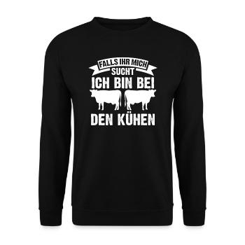 Kühe Kuh Kuhbauer Geschenk - Unisex Pullover - Schwarz - Vorne - Alina (178cm) & Michal (187cm)