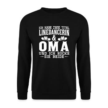 Linedance Oma Line Dance Linedancerin Geschenk - Unisex Pullover - Schwarz - Vorne - Alina (178cm) & Michal (187cm)