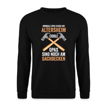 Dachdecker Opa Dachdeckerei Geschenk - Unisex Pullover - Schwarz - Vorne - Alina (178cm) & Michal (187cm)