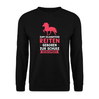 Reiten Pferde Isländer Geschenk - Unisex Pullover - Schwarz - Vorne - Alina (178cm) & Michal (187cm)