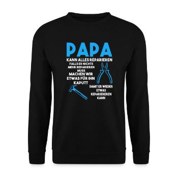 Papa Handwerker Reparieren Geschenk - Unisex Pullover - Schwarz - Vorne - Alina (178cm) & Michal (187cm)
