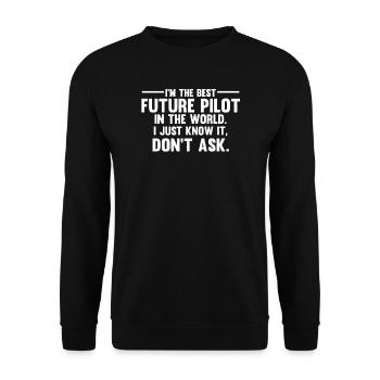 Cadeau d’un futur avion pilote - Sweat-shirt Unisexe - noir - Devant - Alina (178cm) & Michal (187cm)