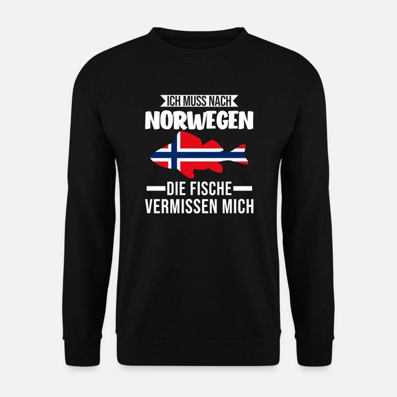 Norwegen Angeln Angler Geschenk - Unisex Pullover - Schwarz