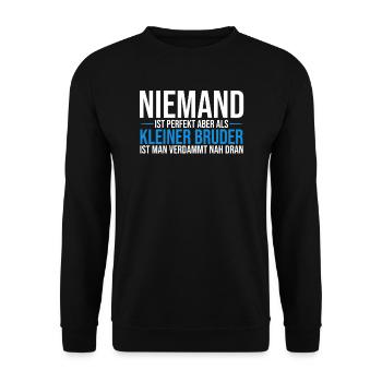 Kleiner Bruder Brüder Schwester Geschenk - Unisex Pullover - Schwarz - Vorne - Alina (178cm) & Michal (187cm)