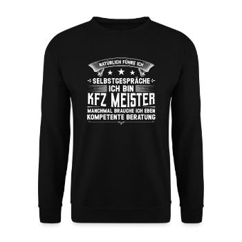 KFZ Meister KFZ-Mechaniker KFZ-Meister Geschenk - Unisex Pullover - Schwarz - Vorne - Alina (178cm) & Michal (187cm)