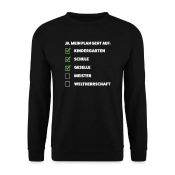 Geselle Prüfung Gesellenbrief Geschenk - Unisex Pullover - Schwarz - Vorne - Alina (178cm) & Michal (187cm)