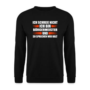 Bürgermeister Beigeordneter Gemeindevorsteher - Unisex Pullover - Schwarz - Vorne - Alina (178cm) & Michal (187cm)