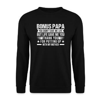 Bonus Papa Bonus Papa Family Gift - Unisex Sweatshirt - black - Front - Alina (178cm) & Michal (187cm)