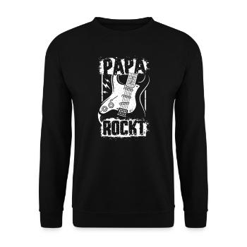 PAPA ROCKT Rock Roll Musik Gitarre Vatertag - Unisex Pullover - Schwarz - Vorne - Alina (178cm) & Michal (187cm)