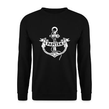Papitän | Papa und Kapitän Retro Anker Vatertag - Unisex Pullover - Schwarz - Vorne - Alina (178cm) & Michal (187cm)