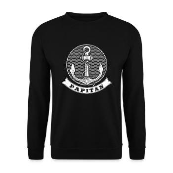Papitän | Papa und Kapitän Retro Anker Vatertag - Unisex Pullover - Schwarz - Vorne - Alina (178cm) & Michal (187cm)