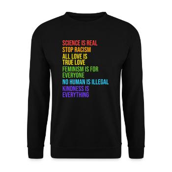18 La science est un véritable arrêt du racisme - Sweat-shirt Unisexe - noir - Devant - Alina (178cm) & Michal (187cm)