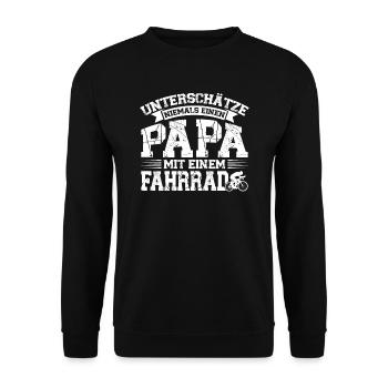 Fahrrad Papa Fahrradfahrer Geschenk - Unisex Pullover - Schwarz - Vorne - Alina (178cm) & Michal (187cm)