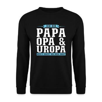 Papa Opa Uropa Geschenk - Unisex Pullover - Schwarz - Vorne - Alina (178cm) & Michal (187cm)