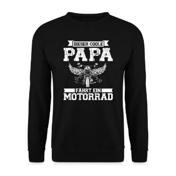 Biker Papa Motorrad Geschenk - Unisex Pullover - Schwarz - Vorne - Alina (178cm) & Michal (187cm)
